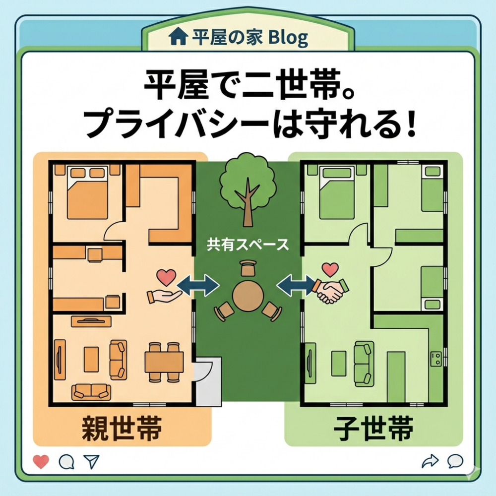 平屋で二世帯。プライバシーは守れる！